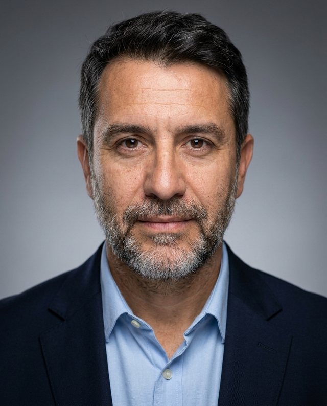Retrato profesional con IA en estilo corporativo, generado a partir de la misma selfie